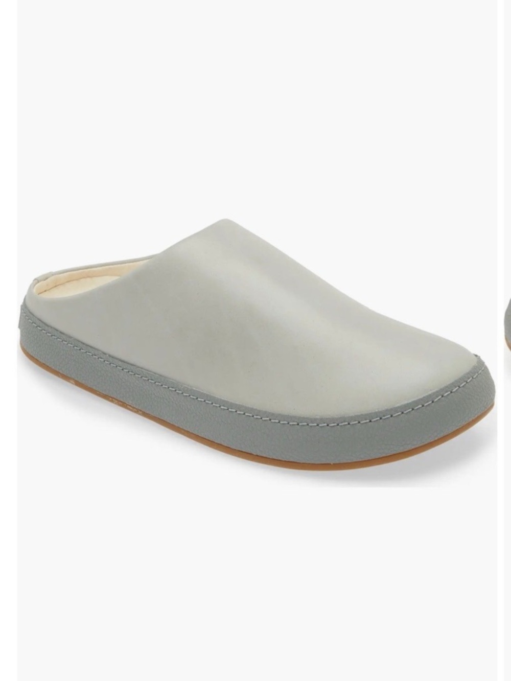 OluKai Hamani Men’s Leather Mule Clog Slippers Shoes Grey - Size 10 US / 43 EU